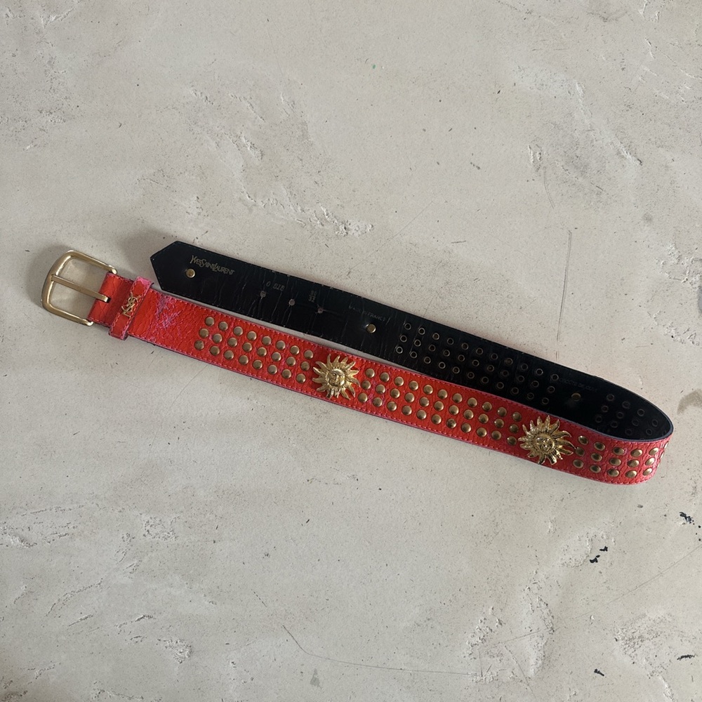 YSL vintage Orange and Gold Studded Women's Belt
